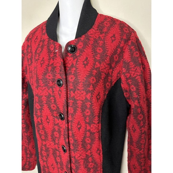 Pendleton Red‎ and Black Wool Southwest Cardigan Jacket~ 1X - Picture 3 of 7
